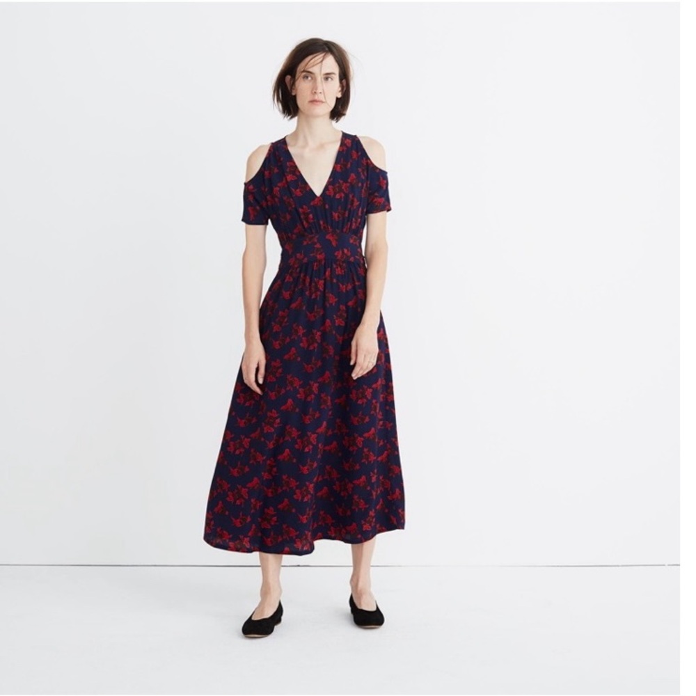 Madewell x No. 6 Silk Open-Shoulder Dress in Vintage Rose